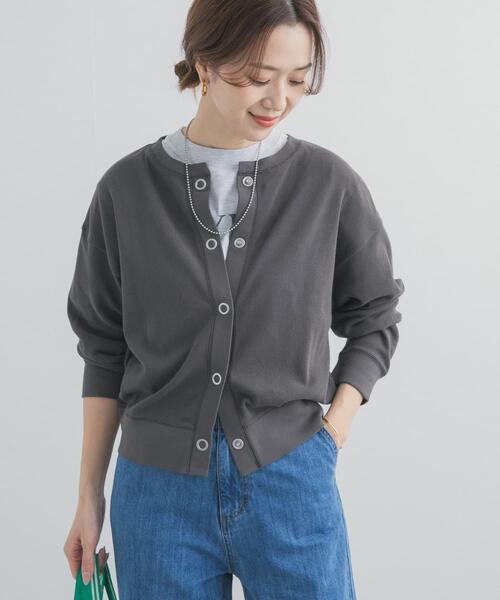 URBAN RESEARCH DOORS（アーバンリサーチドアーズ）の「ライトタックフライスカーディガン（カーディガン/ボレロ・レディース・ナチュラル/チャコールグレー/ライトブルー・FREE）」の22枚目の写真