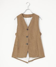 notch. | 【セットアップ対応】リネンライクバックオープンベスト(ダウンベスト)