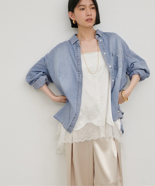 LARUTA(ラルータ)の「【LARUTA】シアーデニムシャツ(シャツ/ブラウス・レディース・ブルー/ブルー系その他/サックスブルー・FREE)」の9枚目の写真