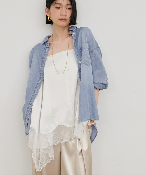 LARUTA(ラルータ)の「【LARUTA】シアーデニムシャツ(シャツ/ブラウス・レディース・ブルー/ブルー系その他/サックスブルー・FREE)」の10枚目の写真