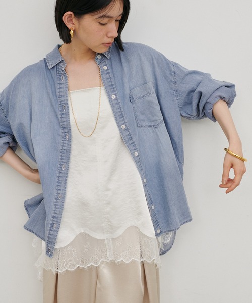 LARUTA(ラルータ)の「【LARUTA】シアーデニムシャツ(シャツ/ブラウス・レディース・ブルー/ブルー系その他/サックスブルー・FREE)」の7枚目の写真