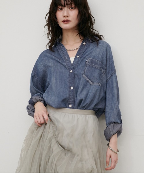 LARUTA(ラルータ)の「【LARUTA】シアーデニムシャツ(シャツ/ブラウス・レディース・ブルー/ブルー系その他/サックスブルー・FREE)」の16枚目の写真