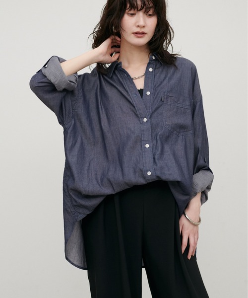LARUTA(ラルータ)の「【LARUTA】シアーデニムシャツ(シャツ/ブラウス・レディース・ブルー/ブルー系その他/サックスブルー・FREE)」の14枚目の写真