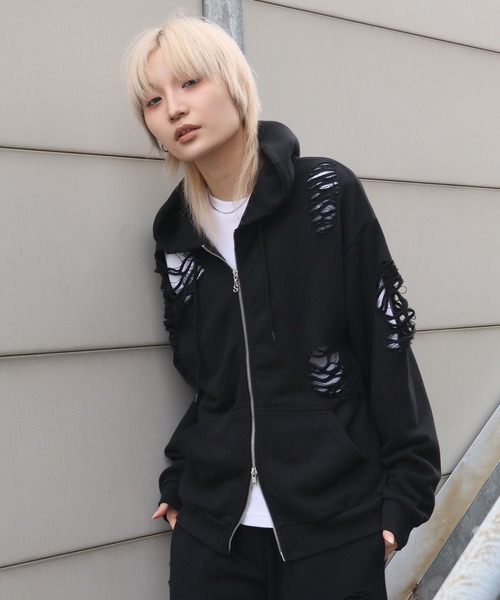 SEQUENZ/シークエンズ】DAMAGE ZIP PK（パーカー）｜SEQUENZ