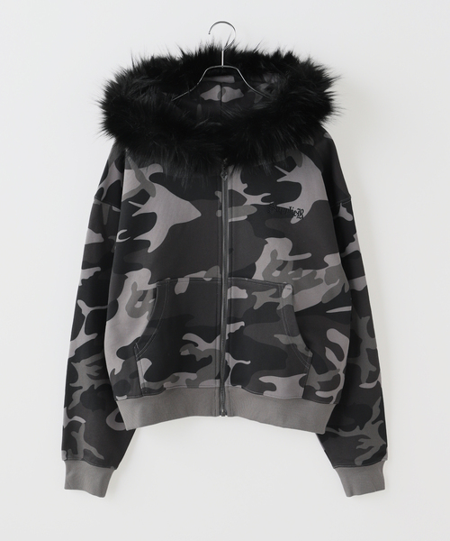JOINT WORKS（ジョイントワークス）の「SUPPLIER / サプライヤー Camouflage Faux Cross Zip Hoodi（パーカー・メンズ・ブラック・LARGE）」の3枚目の写真