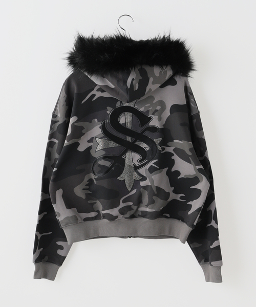 JOINT WORKS（ジョイントワークス）の「SUPPLIER / サプライヤー Camouflage Faux Cross Zip Hoodi（パーカー・メンズ・ブラック・LARGE）」の4枚目の写真