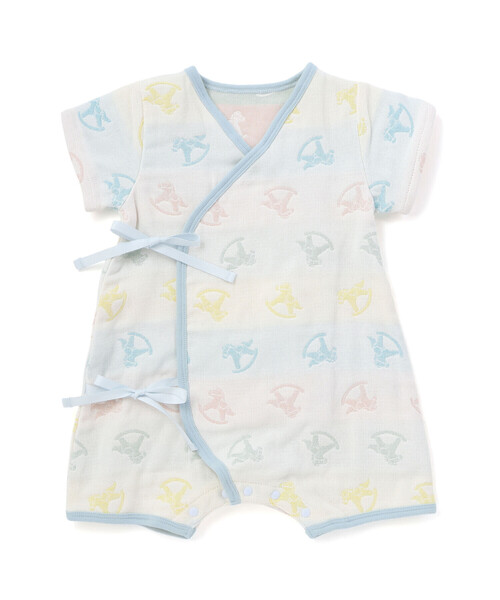 SLAP SLIP BABY(スラップスリップベビー)の「【お揃い】モチーフ総柄カバーオールベビー(70cm)(ロンパース・キッズ・ブルー系その他/ホワイト系その他2・70cm)」の2枚目の写真