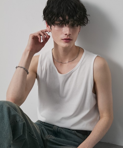 CIYOT（シヨウト）の「【CIYOT】クールタッチ サイドスリット レイヤード タンクトップ＜接触冷感・吸水速乾＞（タンクトップ・メンズ・ライトグレー/ダークブラウン/オフホワイト/スミクロ/ブラック・S/M/L）」の14枚目の写真