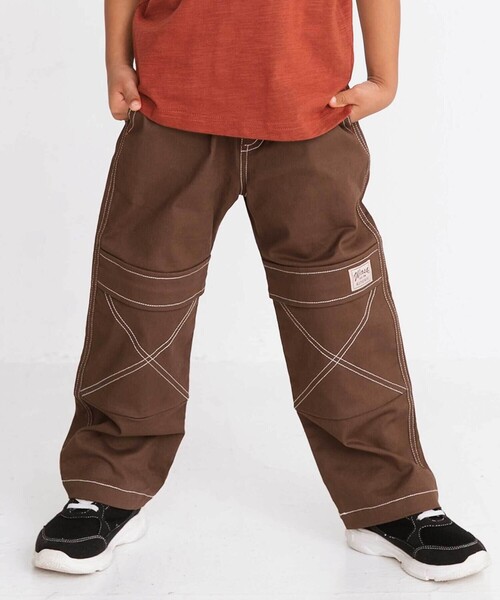 WASK(ワスク)の「アーカイブ配色ステッチワイドストレッチパンツ(その他パンツ・キッズ・ブラウン/ブラック・140cm/130cm/150cm/160cm)」の1枚目の写真
