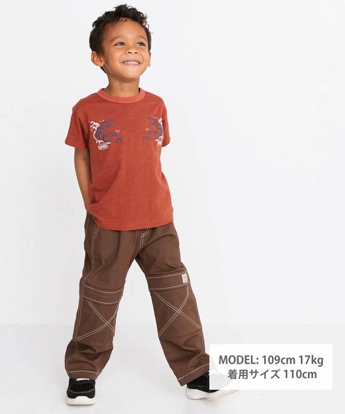 WASK(ワスク)の「アーカイブ配色ステッチワイドストレッチパンツ(その他パンツ・キッズ・ブラウン/ブラック・140cm/130cm/150cm/160cm)」の3枚目の写真