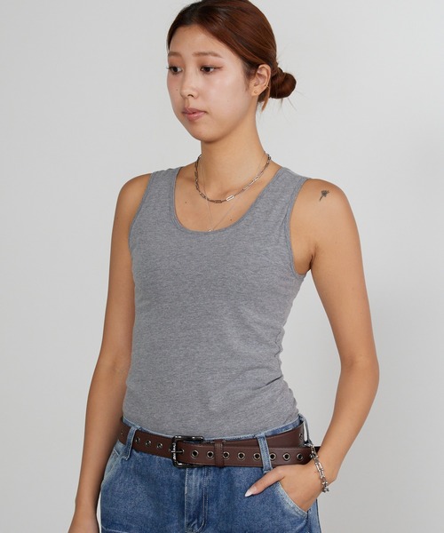 HANES（ヘインズ）の「Hanes/ヘインズ Hanes originals カップ付きタンクトップ ラウンドネック ブラトップ 2026年春夏（タンクトップ・レディース・ホワイト/ブラック/グレー・M/L/XL）」の3枚目の写真