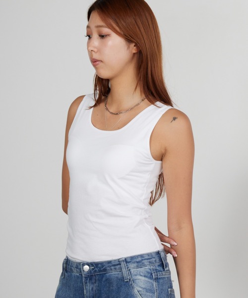 HANES（ヘインズ）の「Hanes/ヘインズ Hanes originals カップ付きタンクトップ ラウンドネック ブラトップ 2026年春夏（タンクトップ・レディース・ホワイト/ブラック/グレー・M/L/XL）」の11枚目の写真