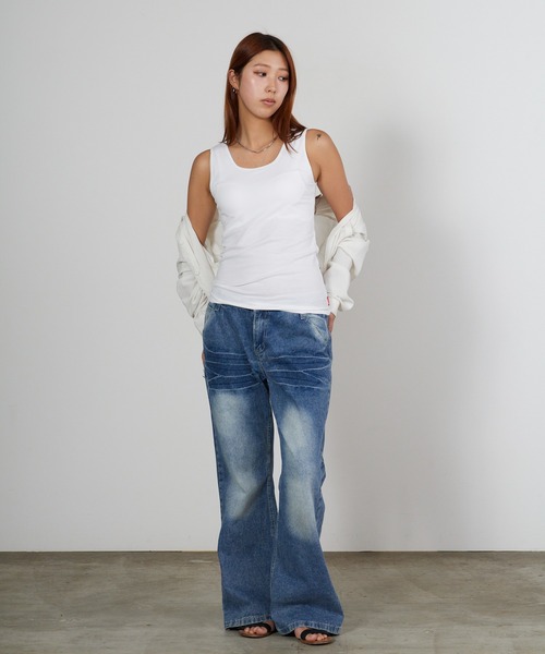 HANES（ヘインズ）の「Hanes/ヘインズ Hanes originals カップ付きタンクトップ ラウンドネック ブラトップ 2026年春夏（タンクトップ・レディース・ホワイト/ブラック/グレー・M/L/XL）」の14枚目の写真