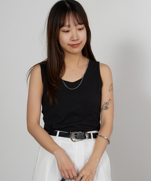 HANES（ヘインズ）の「Hanes/ヘインズ Hanes originals カップ付きタンクトップ ラウンドネック ブラトップ 2026年春夏（タンクトップ・レディース・ホワイト/ブラック/グレー・M/L/XL）」の21枚目の写真