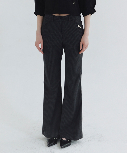 MICANE(ミケーネ)の「ベスストライプセミフレアスラックス(スラックス・レディース・ブラック/チャコール・X-SMALL/SMALL/MEDIUM/LARGE/X-LARGE/XX-LARGE)」の4枚目の写真