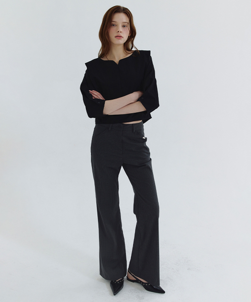 MICANE(ミケーネ)の「ベスストライプセミフレアスラックス(スラックス・レディース・ブラック/チャコール・X-SMALL/SMALL/MEDIUM/LARGE/X-LARGE/XX-LARGE)」の3枚目の写真