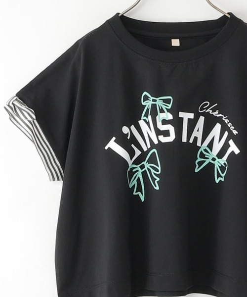 ikka（イッカ）の「【セットアップ対応】冷感メッシュ袖リボンゆるプルオーバー（120~160cm）（Tシャツ/カットソー・キッズ・ブラック/ライトブルー・140/130/160/150/120）」の2枚目の写真