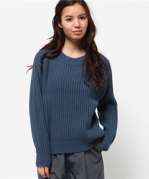MOUSSY（マウジー）の「POLKA RIB KNIT TOPSⅡ（ニット/セーター・レディース・ブルー/ライトイエロー/オフホワイト/カーキ・FREE）」の3枚目の写真