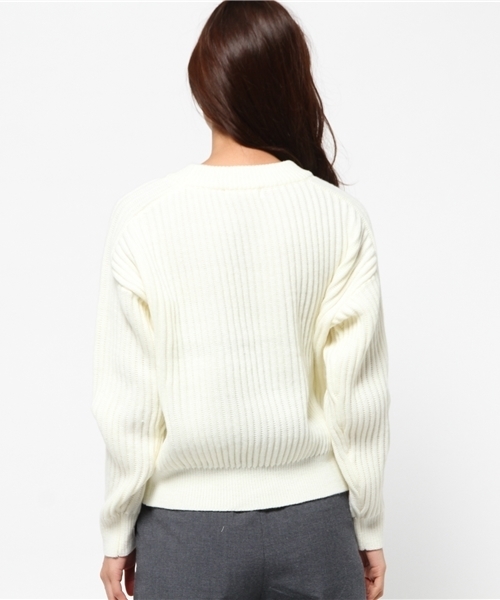 MOUSSY（マウジー）の「POLKA RIB KNIT TOPSⅡ（ニット/セーター・レディース・ブルー/ライトイエロー/オフホワイト/カーキ・FREE）」の5枚目の写真