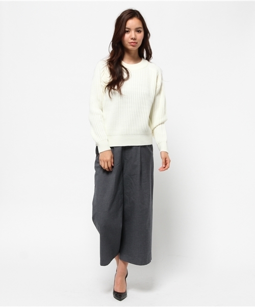 MOUSSY（マウジー）の「POLKA RIB KNIT TOPSⅡ（ニット/セーター・レディース・ブルー/ライトイエロー/オフホワイト/カーキ・FREE）」の6枚目の写真