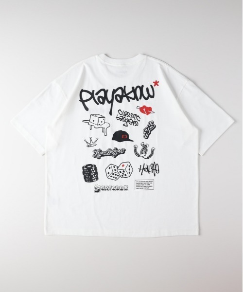 Right-on（ライトオン）の「Refurbish(リファービッシュ)【メンズ】ストリートグラフィック半袖Tシャツ（Tシャツ/カットソー・メンズ・ネイビー/イエロー/レッド/ホワイト/ブラック/オフホワイト・S/M/L/XL）」の3枚目の写真