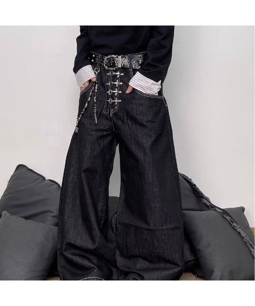Bling Leads(ブリングリーズ)の「【Bls】 【ZM】【Bling Leads】フックデニムパンツ(デニムパンツ・メンズ・ブラック・FREE/MEDIUM/LARGE)」の1枚目の写真