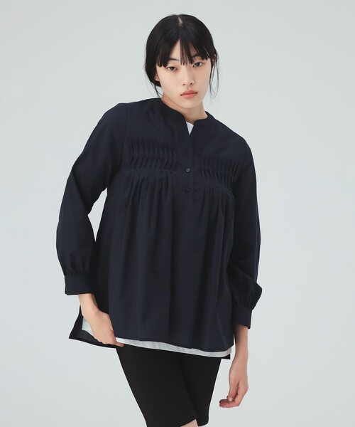 BEAMS HEART(ビームスハート)の「変形タック ノーカラー ブラウス(シャツ/ブラウス・レディース・その他/その他3/ネイビー/その他2・FREE)」の5枚目の写真