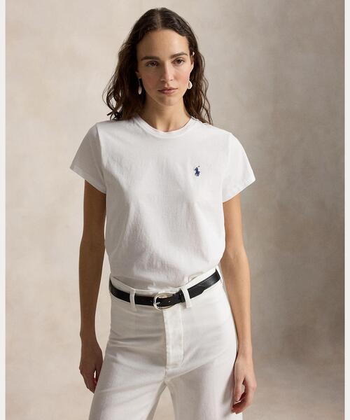 POLO RALPH LAUREN(ポロ ラルフ ローレン)の「クラシック フィット コットン ジャージー クルーネック Tシャツ(Tシャツ/カットソー・レディース・ホワイト・L/M/S/XS/XL)」の1枚目の写真