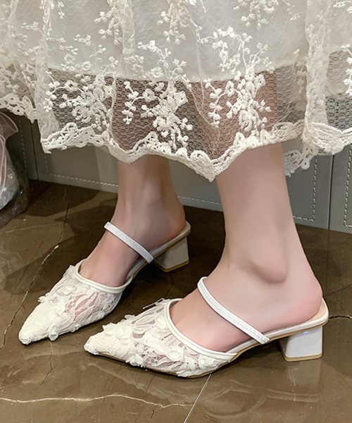 Lace Ladies（レースレディース）の「レース ポイインテッドトゥ ストラップ付き ミュール サンダル（サンダル・レディース・アイボリー/ブラック・25cm/24.5cm/24cm/23.5cm/23cm/22.5cm）」の11枚目の写真