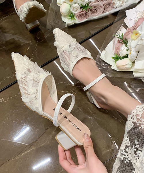 Lace Ladies（レースレディース）の「レース ポイインテッドトゥ ストラップ付き ミュール サンダル（サンダル・レディース・アイボリー/ブラック・25cm/24.5cm/24cm/23.5cm/23cm/22.5cm）」の12枚目の写真