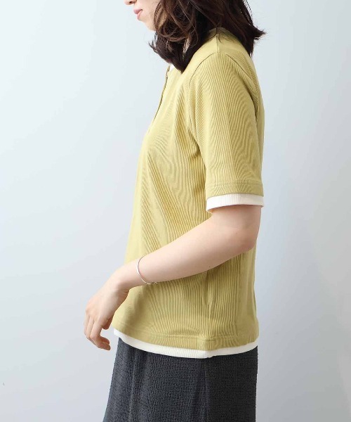 leswel(レスウェル)の「【M/L】バイカラーレイヤードライクヘンリーネックTシャツ(Tシャツ/カットソー・レディース・ブラック/ブラウン/クリーム/ベージュ/イエロー・M/L)」の13枚目の写真