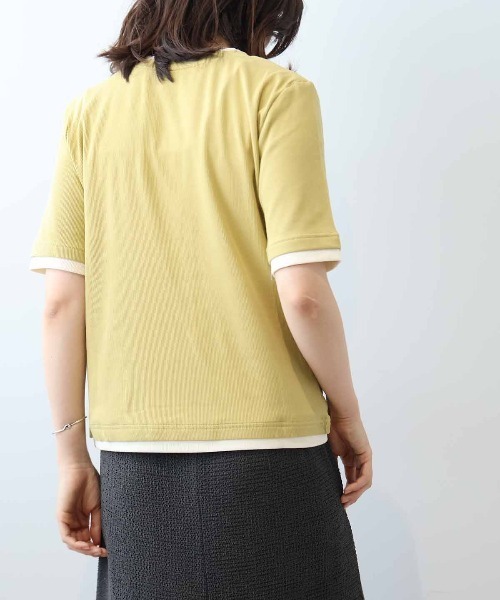 leswel(レスウェル)の「【M/L】バイカラーレイヤードライクヘンリーネックTシャツ(Tシャツ/カットソー・レディース・ブラック/ブラウン/クリーム/ベージュ/イエロー・M/L)」の14枚目の写真