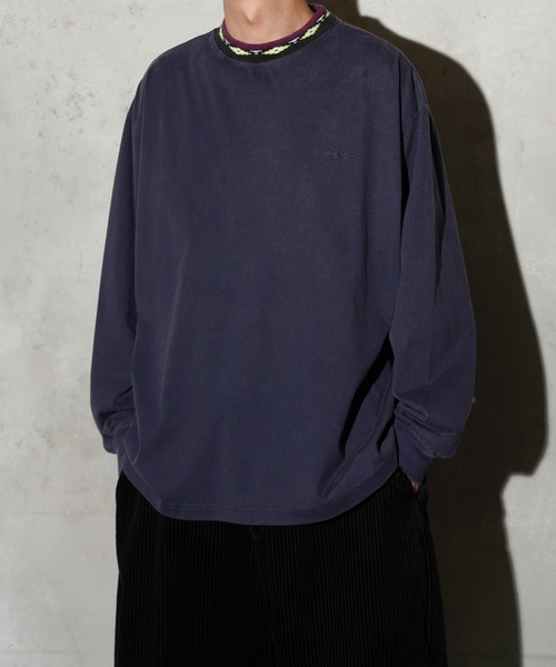 MAUI and Sons（マウイアンドサンズ）の「Maui & Sons / マウイアンドサンズ Spirit wave LS Tee 首リブ ジャガード ロングスリーブTシャツ（Tシャツ/カットソー・メンズ・ネイビー/オレンジ/ターコイズブルー/ブラック・SMALL/MEDIUM/LARGE）」の3枚目の写真