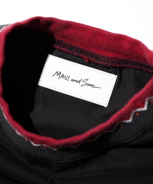 MAUI and Sons（マウイアンドサンズ）の「Maui & Sons / マウイアンドサンズ Spirit wave LS Tee 首リブ ジャガード ロングスリーブTシャツ（Tシャツ/カットソー・メンズ・ネイビー/オレンジ/ターコイズブルー/ブラック・SMALL/MEDIUM/LARGE）」の10枚目の写真