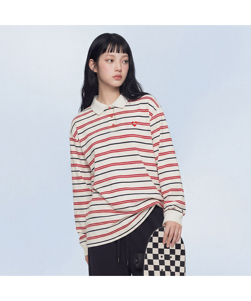 Multi Stripe Collar Long Sleeve — полосатая рубашка с длинным рукавом, цвет Ivory
