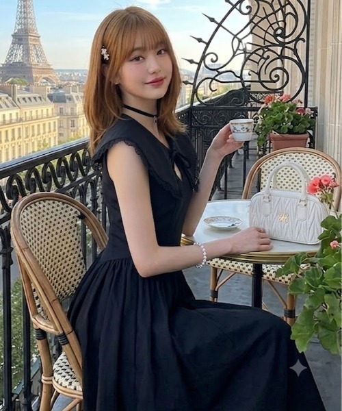 gossip！ロサンゼルス（ゴシップロサンゼルス）の「YUGA　フレンチヴィンテージ　ドールカラーワンピース（ワンピース・レディース・ブラック・M/L）」の5枚目の写真