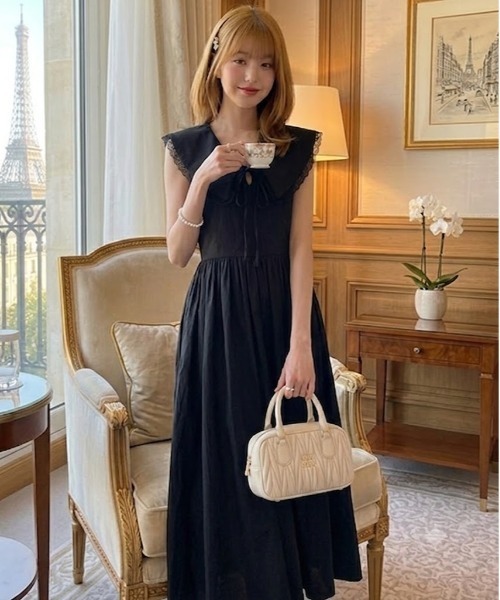 gossip！ロサンゼルス（ゴシップロサンゼルス）の「YUGA　フレンチヴィンテージ　ドールカラーワンピース（ワンピース・レディース・ブラック・M/L）」の7枚目の写真