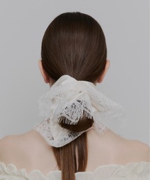 新生地☆1点のみ☆ハンドメイドレース重ねボリュームシュシュ satin lace volume scrunchie （サテンレースボリュームシュシュ