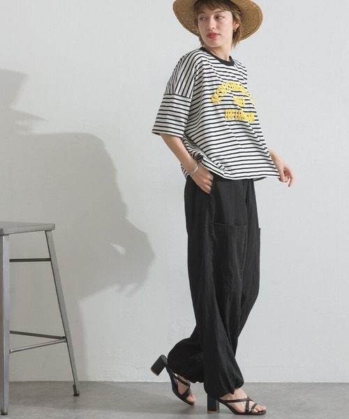 le colis(ルコリ)の「接触冷感 ボーダー 天竺 発泡ロゴ プリント ワイド Tシャツ(Tシャツ/カットソー・レディース・ホワイト系その他2/グリーン系その他/ホワイト系その他/グレー系その他・FREE)」の6枚目の写真