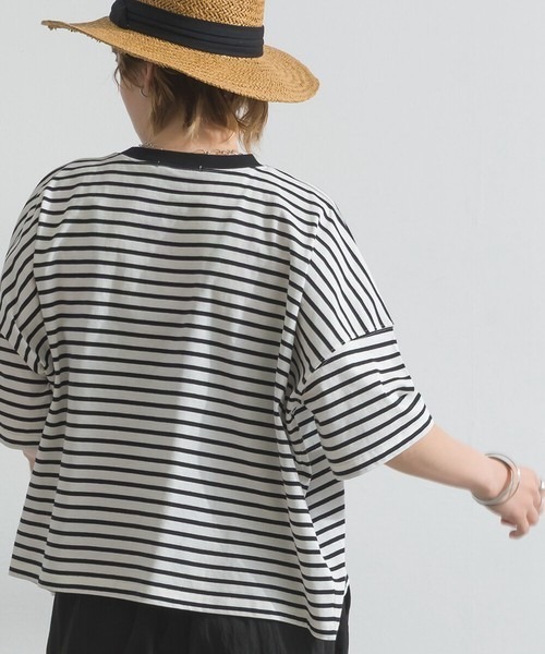 le colis(ルコリ)の「接触冷感 ボーダー 天竺 発泡ロゴ プリント ワイド Tシャツ(Tシャツ/カットソー・レディース・ホワイト系その他2/グリーン系その他/ホワイト系その他/グレー系その他・FREE)」の7枚目の写真