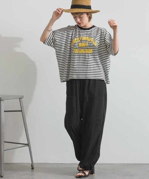 le colis(ルコリ)の「接触冷感 ボーダー 天竺 発泡ロゴ プリント ワイド Tシャツ(Tシャツ/カットソー・レディース・ホワイト系その他2/グリーン系その他/ホワイト系その他/グレー系その他・FREE)」の9枚目の写真