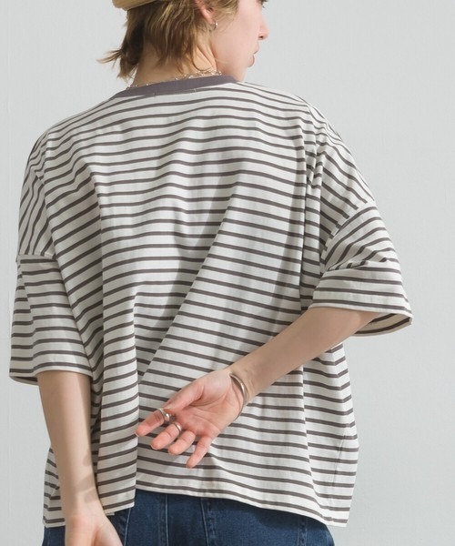 le colis(ルコリ)の「接触冷感 ボーダー 天竺 発泡ロゴ プリント ワイド Tシャツ(Tシャツ/カットソー・レディース・ホワイト系その他2/グリーン系その他/ホワイト系その他/グレー系その他・FREE)」の12枚目の写真