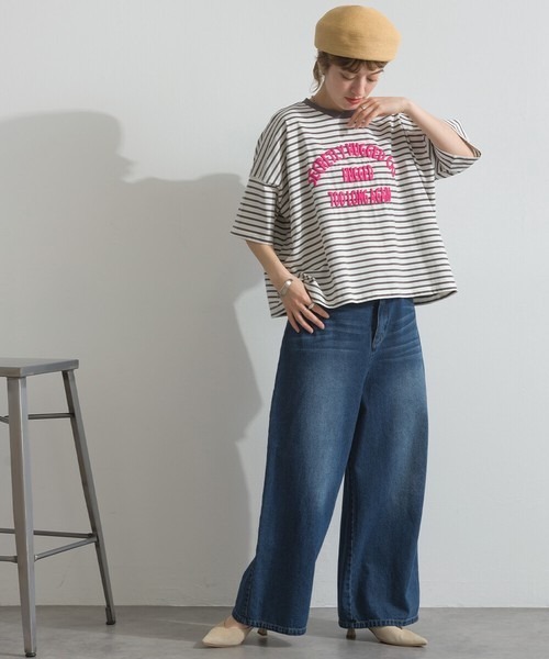 le colis(ルコリ)の「接触冷感 ボーダー 天竺 発泡ロゴ プリント ワイド Tシャツ(Tシャツ/カットソー・レディース・ホワイト系その他2/グリーン系その他/ホワイト系その他/グレー系その他・FREE)」の14枚目の写真