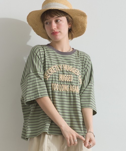 le colis(ルコリ)の「接触冷感 ボーダー 天竺 発泡ロゴ プリント ワイド Tシャツ(Tシャツ/カットソー・レディース・ホワイト系その他2/グリーン系その他/ホワイト系その他/グレー系その他・FREE)」の15枚目の写真