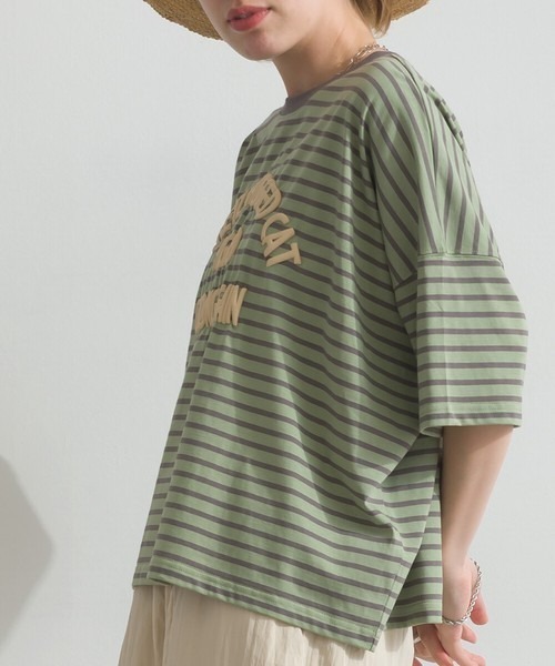 le colis(ルコリ)の「接触冷感 ボーダー 天竺 発泡ロゴ プリント ワイド Tシャツ(Tシャツ/カットソー・レディース・ホワイト系その他2/グリーン系その他/ホワイト系その他/グレー系その他・FREE)」の18枚目の写真