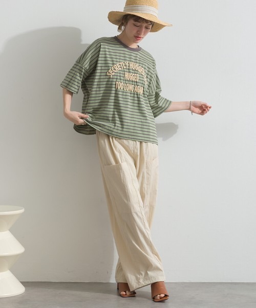 le colis(ルコリ)の「接触冷感 ボーダー 天竺 発泡ロゴ プリント ワイド Tシャツ(Tシャツ/カットソー・レディース・ホワイト系その他2/グリーン系その他/ホワイト系その他/グレー系その他・FREE)」の19枚目の写真