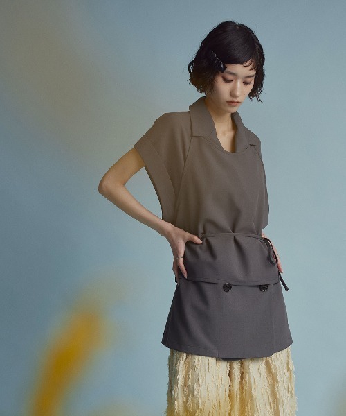 W:Huku(フーク)の「【W:Huku / シルキーサマーツイル】ホルターネック キャミソール / Silky Summer Twill Halter-Neck Camisole(キャミソール・レディース・ブラック/ベージュ/グレー・FREE)」の3枚目の写真