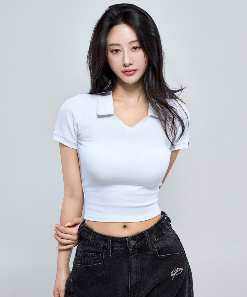 PHYSICAL GARMENTS（フィジカルガーメンツ）の「P5018 レディース モーダルストレッチカラー クロップ半袖 [ホワイト]（Tシャツ/カットソー・レディース・ホワイト・SMALL/MEDIUM/LARGE）」の8枚目の写真