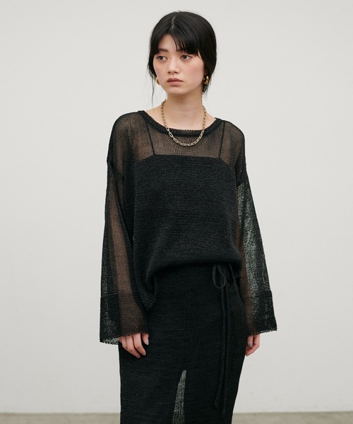 LARUTA(ラルータ)の「【LARUTA】ギマ糸メッシュクルーネックプルオーバー(ニット/セーター・レディース・ブラック/ベージュ/ミント/ライトベージュ・FREE)」の18枚目の写真
