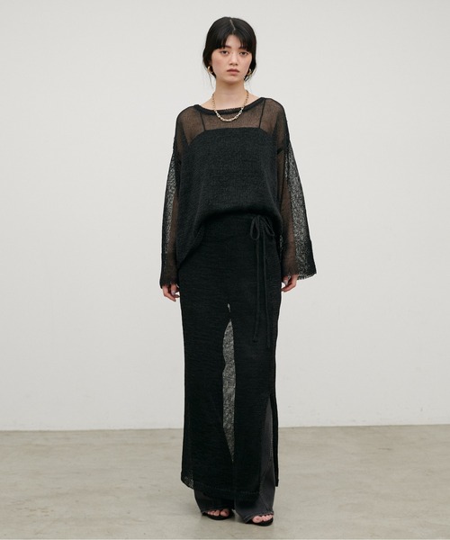 LARUTA(ラルータ)の「【LARUTA】ギマ糸メッシュクルーネックプルオーバー(ニット/セーター・レディース・ブラック/ベージュ/ミント/ライトベージュ・FREE)」の16枚目の写真